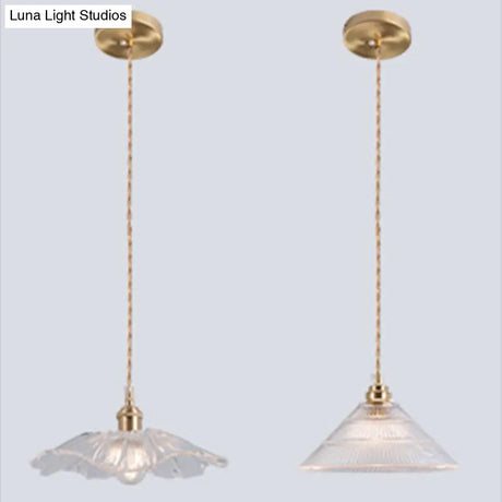Clear Glass Retro Industrial Pendant Light For Kitchen - 1-Light Ceiling
