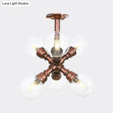 Clear Glass Semi - Flush Ceiling Light With Ball Design - Farmhouse Style Copper Finish Restaurant