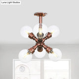 Clear Glass Semi - Flush Ceiling Light With Ball Design - Farmhouse Style Copper Finish Restaurant