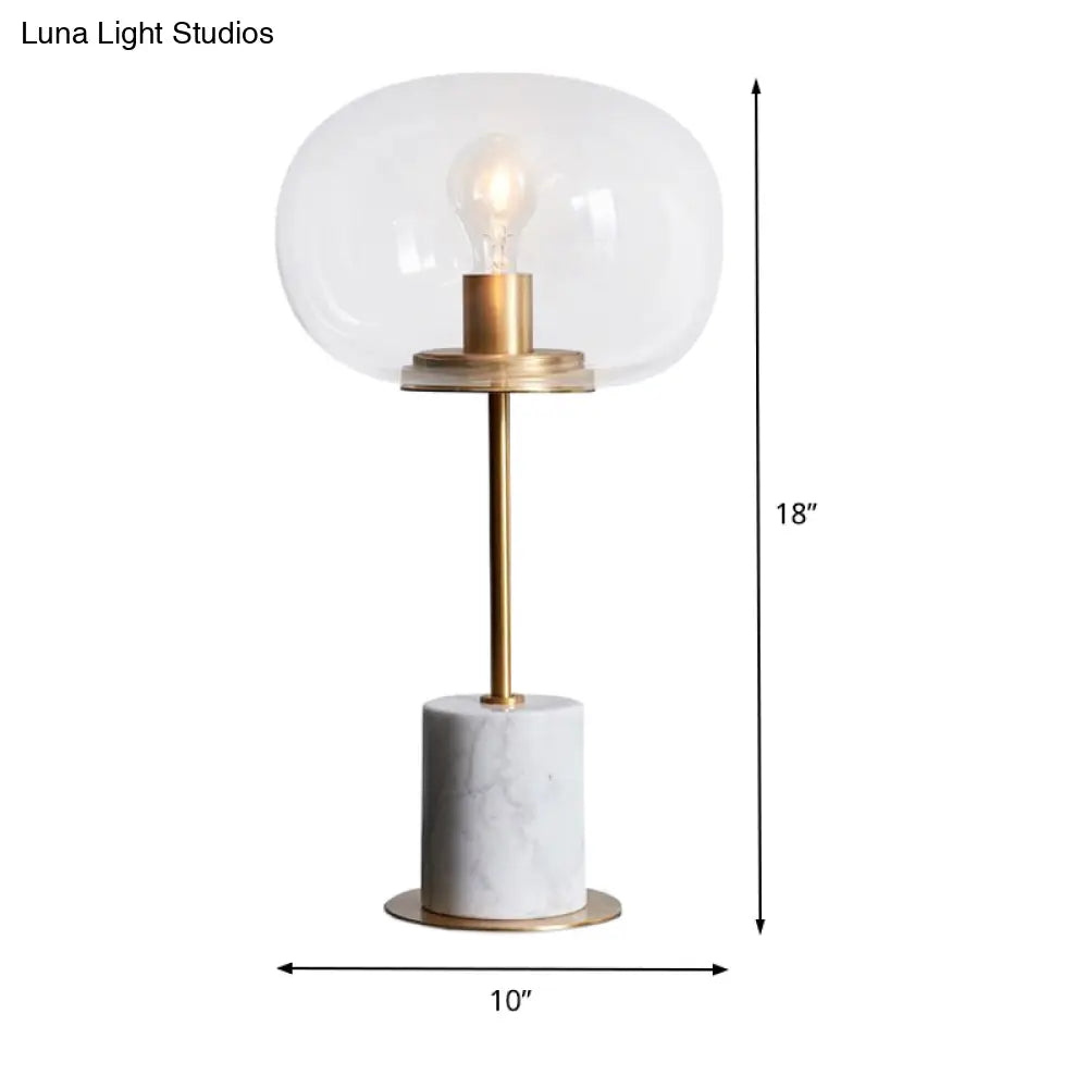 Clear Glass Table Lamp: Contemporary Shade 1-Bulb Reading Light For Living Room