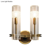 Clear Glass Wall Mounted Lamp With Gold Finish - Perfect For Living Room
