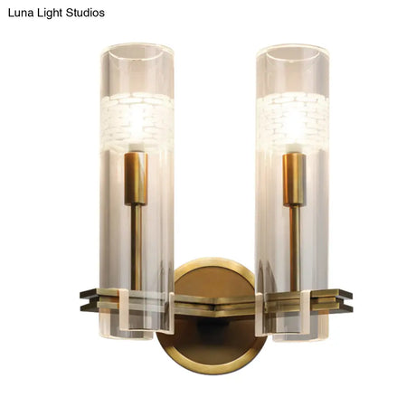 Clear Glass Wall Mounted Lamp With Gold Finish - Perfect For Living Room