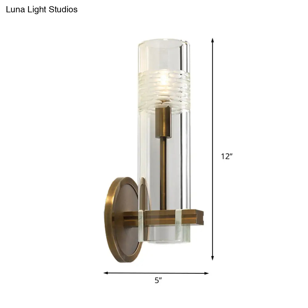 Clear Glass Wall Mounted Lamp With Gold Finish - Perfect For Living Room