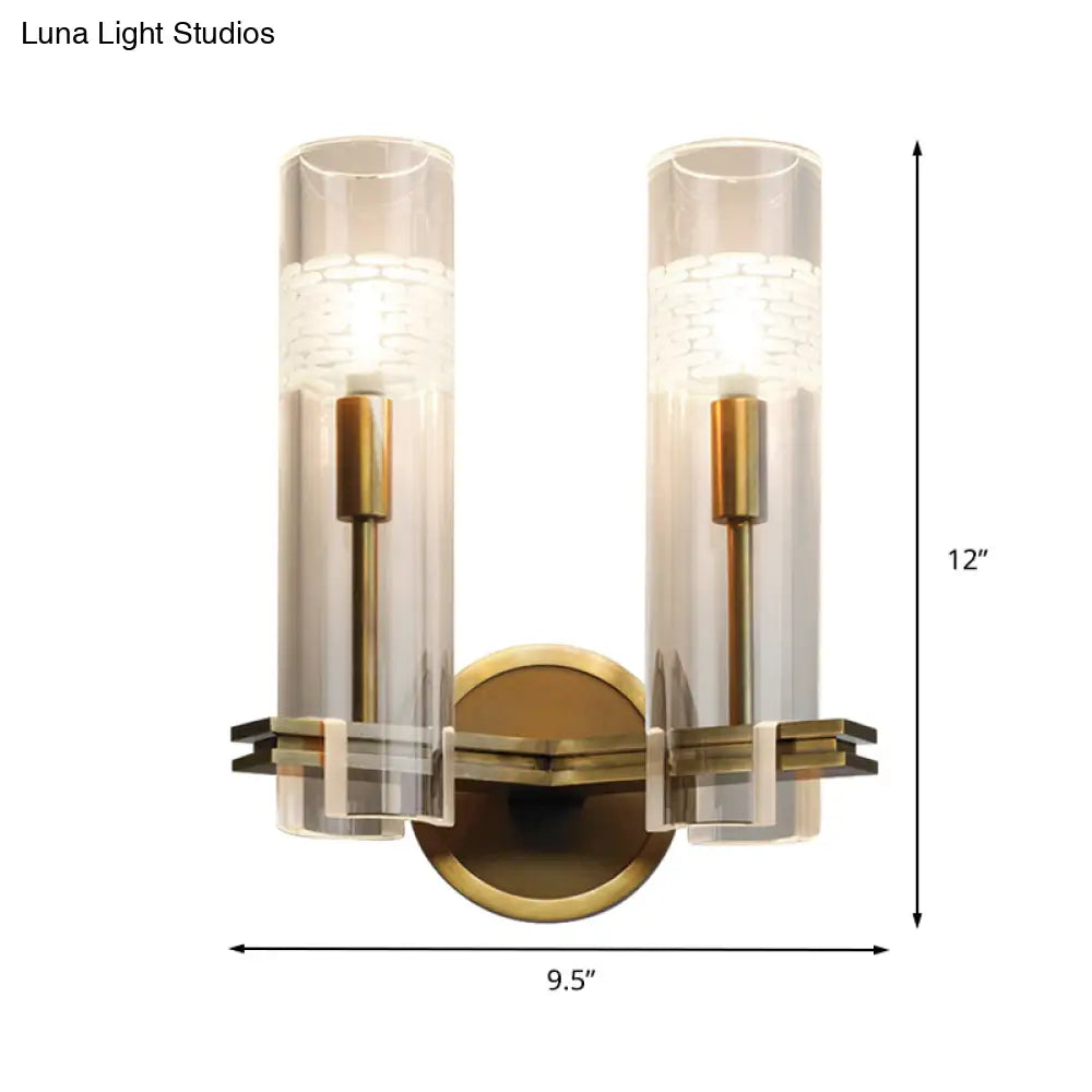 Clear Glass Wall Mounted Lamp With Gold Finish - Perfect For Living Room