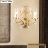 Clear Glass Wall Mounted Light With Crystal Accent And Brass Finish