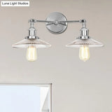 Clear Glass Wall Sconce With 2 Lights In Bronze/Brass/Chrome Finish - Perfect For Indoor Lighting