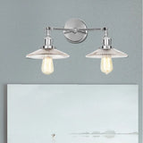 Clear Glass Wall Sconce With 2 Lights In Bronze/Brass/Chrome Finish - Perfect For Indoor Lighting