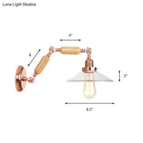 Clear Glass Wood Sconce Light: Industrial Wall Lamp With Extendable Arm - 1-Light Fixture