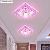 Clear Led Square Ceiling Lamp: Prismatic Crystal Flush Mount Fixture For Entryway - Minimalist