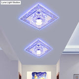 Clear Led Square Ceiling Lamp: Prismatic Crystal Flush Mount Fixture For Entryway - Minimalist
