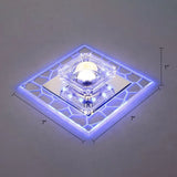 Clear Led Square Ceiling Lamp: Prismatic Crystal Flush Mount Fixture For Entryway - Minimalist