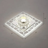 Clear Led Square Ceiling Lamp: Prismatic Crystal Flush Mount Fixture For Entryway - Minimalist