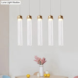 Clear Ribbed Glass Pendant With Gold Finish And Crystal Accents - Island Light