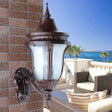 Clear Seedy Glass Wall Lamp With Retro Rust Urn Shade - Outdoor Lighting Idea