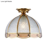 Clear Water Glass Dome Semi Flush Mount Ceiling Light With 1 Bulb For Hallway Tradition