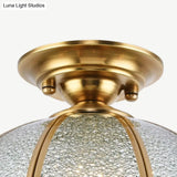 Clear Water Glass Dome Semi Flush Mount Ceiling Light With 1 Bulb For Hallway Tradition