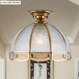 Clear Water Glass Dome Semi Flush Mount Ceiling Light With 1 Bulb For Hallway Tradition