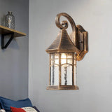 Clear Water Glass Sconce - Farmhouse Black/Bronze Wall Mounted Light Pavilion Courtyard Bronze
