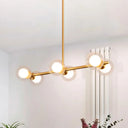 Clear/White Bubble Island Light Fixture With Post Modern Glass Shade - 6 Bulbs Hanging Clear