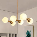 Clear/White Bubble Island Light Fixture With Post Modern Glass Shade - 6 Bulbs Hanging Cream