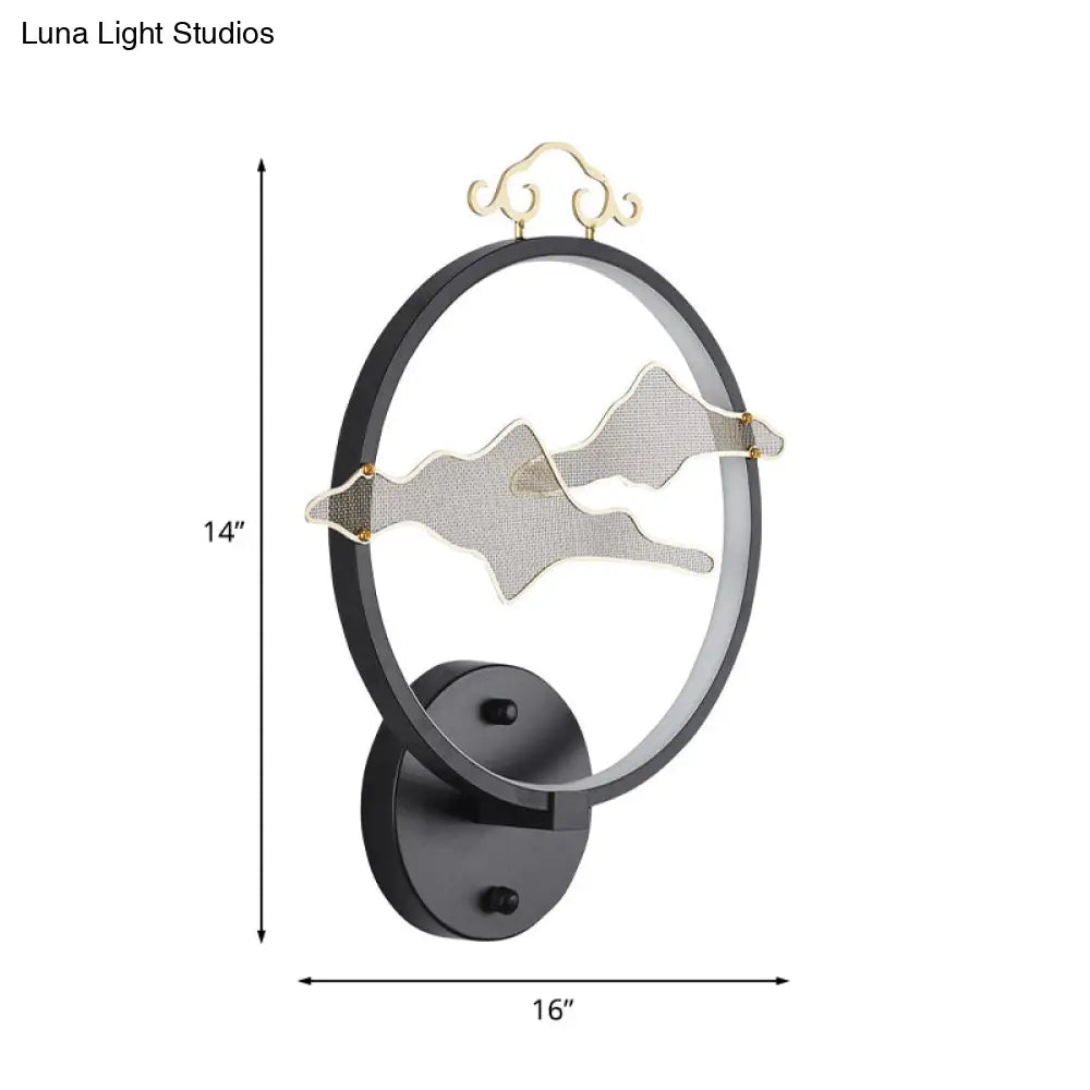 Cloud Aluminum Wall Lamp - Minimalistic Integrated Led Mural Light Fixture In Black For Living Room