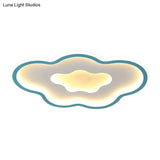 Cloud Kids Bedroom Led Cartoon Flush Mount Lighting Fixture In Pink/Blue