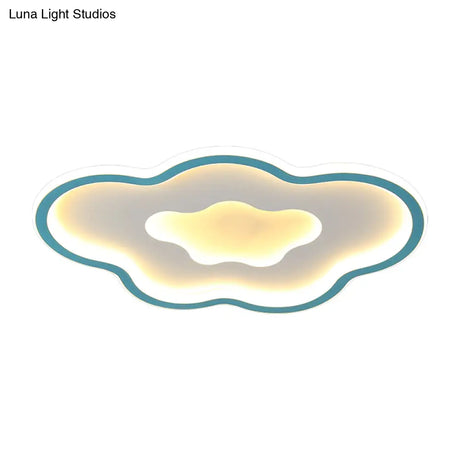 Cloud Kids Bedroom Led Cartoon Flush Mount Lighting Fixture In Pink/Blue
