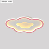 Cloud Kids Bedroom Led Cartoon Flush Mount Lighting Fixture In Pink/Blue