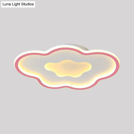 Cloud Kids Bedroom Led Cartoon Flush Mount Lighting Fixture In Pink/Blue