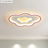 Cloud Kids Bedroom Led Cartoon Flush Mount Lighting Fixture In Pink/Blue