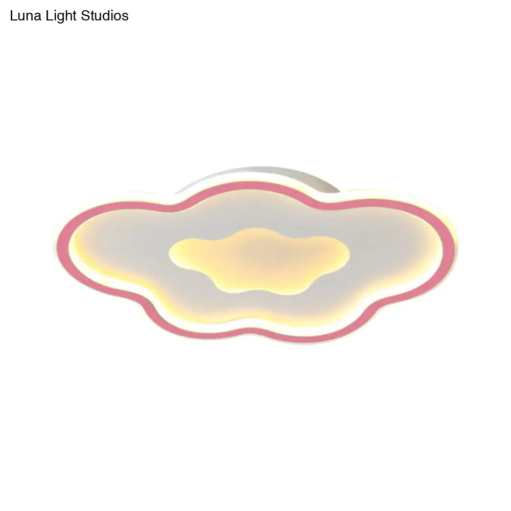 Cloud Kids Bedroom Led Cartoon Flush Mount Lighting Fixture In Pink/Blue