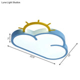 Cloud Shade Kids Room Led Flush Mount Ceiling Light: Cartoon Style Blue/Pink Acrylic Fixture In