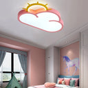 Cloud Shade Kids Room Led Flush Mount Ceiling Light: Cartoon Style Blue/Pink Acrylic Fixture In