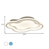Cloud-Shape Led Ceiling Light Fixture For Nursery Room - Modern Metallic Design White/Blue
