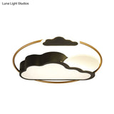 Cloud - Shape Led Flush Mount With Black/Blue Finish & Acrylic Shade - Cartoon Lighting Fixture