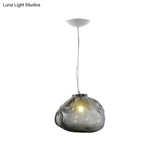 Cloud Shaped Hand-Blown Glass Pendant Light - Clear/Smoke Gray 8/12 Contemporary Design 1 Bulb