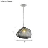 Cloud Shaped Hand-Blown Glass Pendant Light - Clear/Smoke Gray 8/12 Contemporary Design 1 Bulb