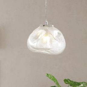 Cloud Shaped Hand-Blown Glass Pendant Light - Clear/Smoke Gray 8/12 Contemporary Design 1 Bulb