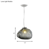 Cloud Shaped Hand-Blown Glass Pendant Light - Clear/Smoke Gray 8/12 Contemporary Design 1 Bulb
