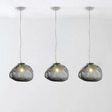 Cloud Shaped Hand-Blown Glass Pendant Light - Clear/Smoke Gray 8/12 Contemporary Design 1 Bulb