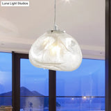Cloud Shaped Hand-Blown Glass Pendant Light - Clear/Smoke Gray 8/12 Contemporary Design 1 Bulb