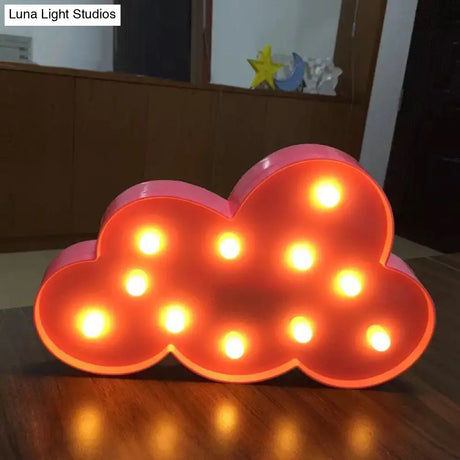 Cloud Shaped Led Nightstand Lamp For Kids Bedroom - Battery Powered Plastic Lighting
