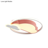 Cloud Shaped Led Nordic Flush Mount Ceiling Lamp In White/Pink For Bedroom