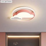 Cloud Shaped Led Nordic Flush Mount Ceiling Lamp In White/Pink For Bedroom