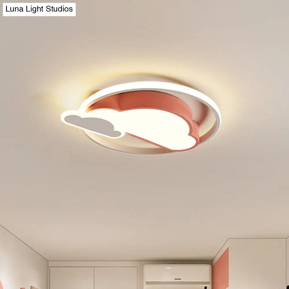 Cloud Shaped Led Nordic Flush Mount Ceiling Lamp In White/Pink For Bedroom