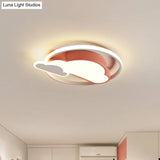 Cloud Shaped Led Nordic Flush Mount Ceiling Lamp In White/Pink For Bedroom