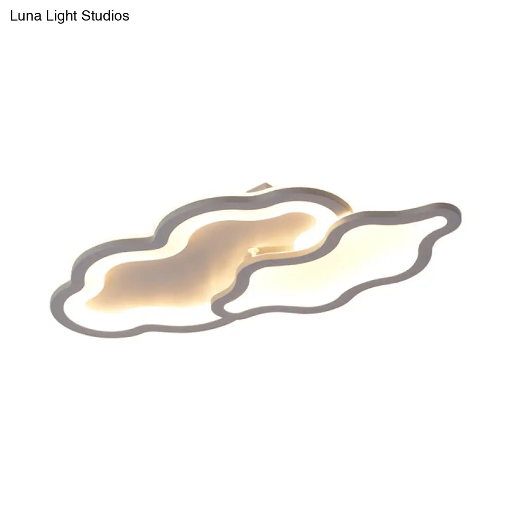 Cloud-Themed Ceiling Light Fixture For Kindergarten - Grey Flush Mount Acrylic Design