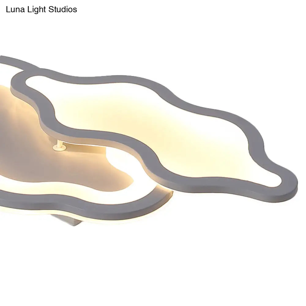 Cloud-Themed Ceiling Light Fixture For Kindergarten - Grey Flush Mount Acrylic Design