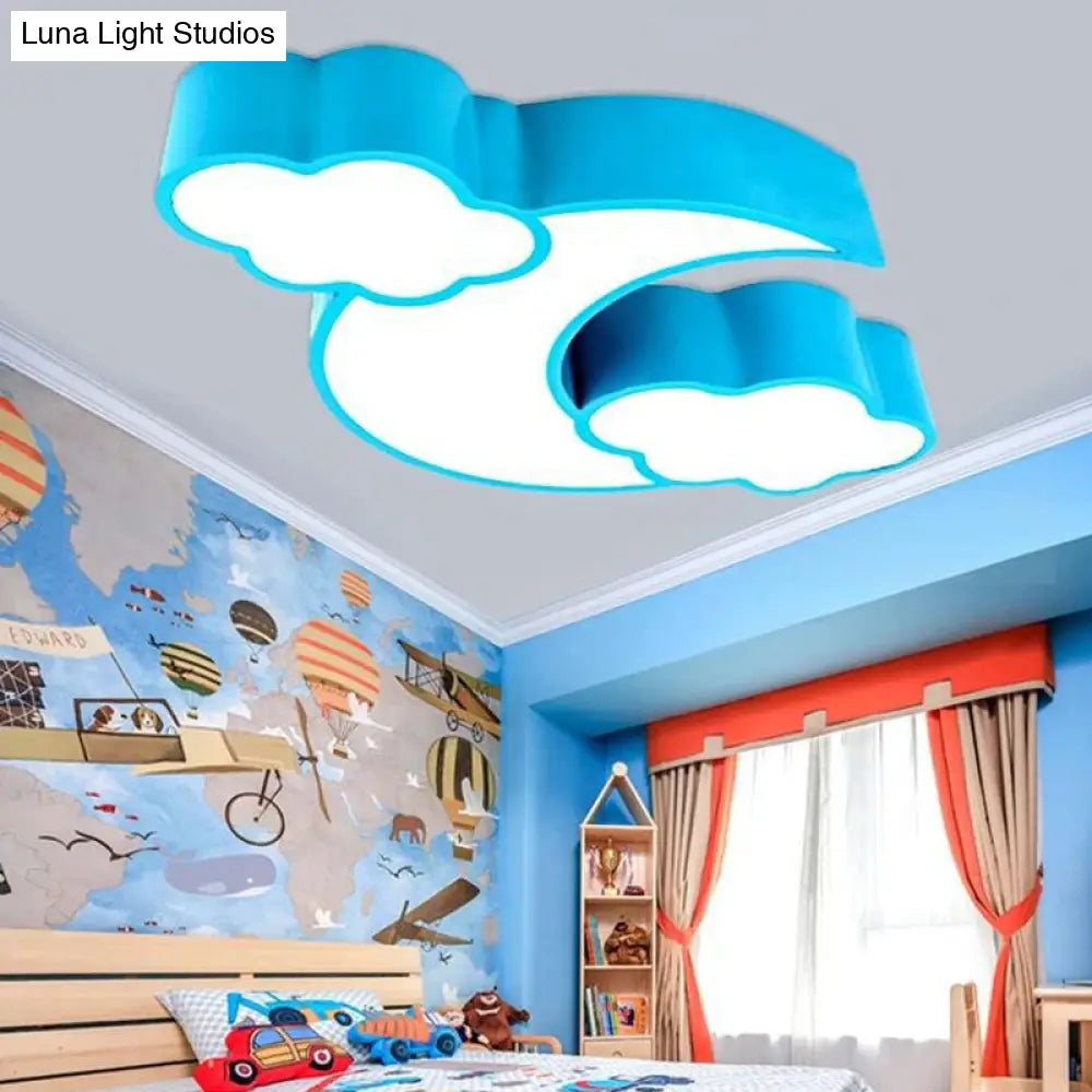 Cloudy Acrylic Flush Mount Ceiling Light For Classroom Or Childs Bedroom Blue / 22 Warm