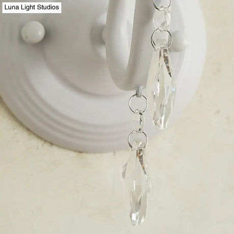 Clown-Themed Resin Candle Wall Lamp With Crystal Deco - Contemporary Style | 1 Light White Perfect